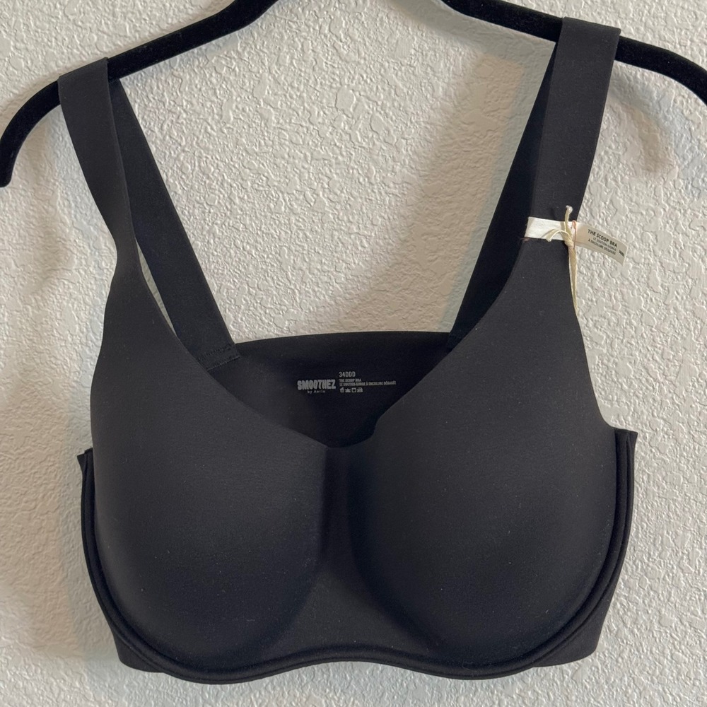 Aerie Smoothez The Scoop Bra 34DDD Black  Seamless NWT 0736-5238-073